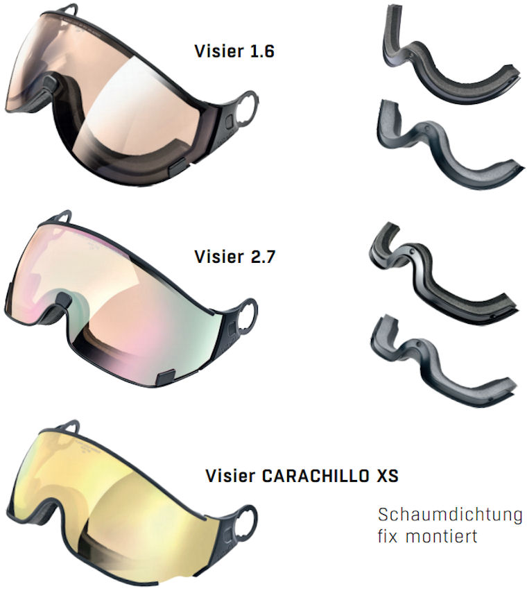 cp skihelm visier - Auswahl von 3 Formen und Dicken des Schaumstoffs