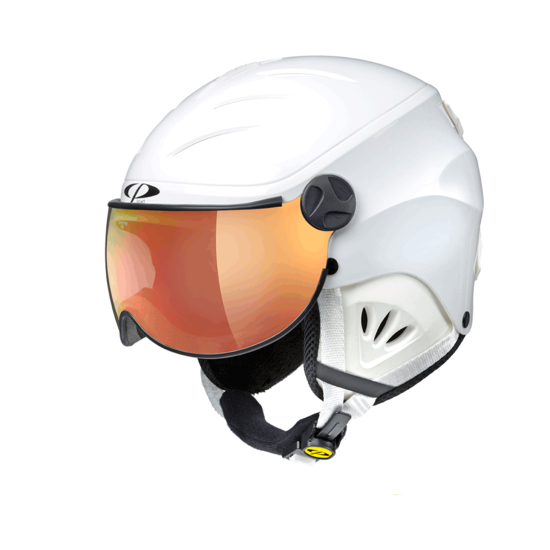 Skihelm Met Vizier Kind Cp Camulino White Shiny Orange Slver Mirror Visor Cat 3 cp kopen in de aanbieding