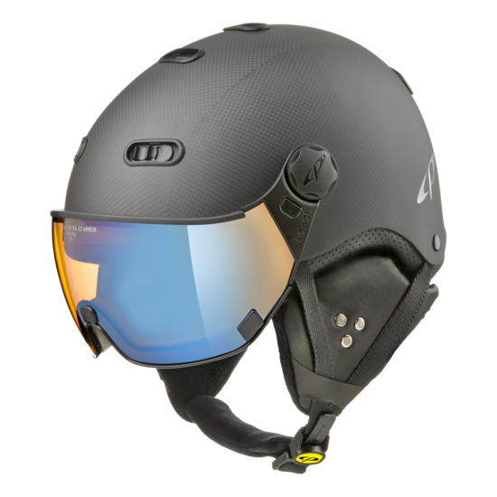 CP Carachillo Carbon zwart mat skihelm - meekleurend & polariserend Vizier (3 Keuzes)