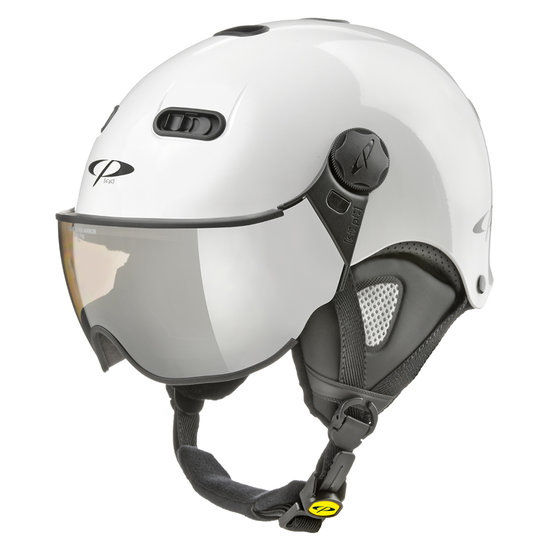 CP Carachillo XS skihelm wit glimmend - skihelm met spiegel vizier (☁/❄/☀)