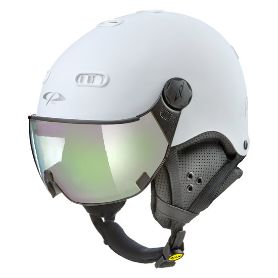 CP Carachillo wit mat skihelm - meekleurend Vizier (4 Keuzes)