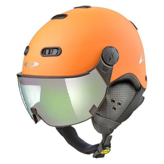 CP Carachillo oranje skihelm - meekleurend Vizier (4 Keuzes)