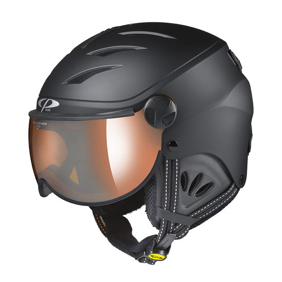 Skihelm Met Vizier Kind Cp Camulino Black Soft Touch Orange Silver Mirror cp kopen in de aanbieding