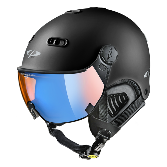 CP Carachillo zwart mat skihelm - meekleurend & polariserend Vizier (4 Keuzes)
