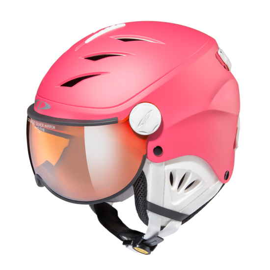 Skihelm Met Vizier Cp Camulino Orange Silver Mirror Pink Wit cp kopen in de aanbieding