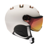 kask chrome white pink gold skihelm met vizier 