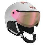 kask chrome white pink gold skihelm met vizier 