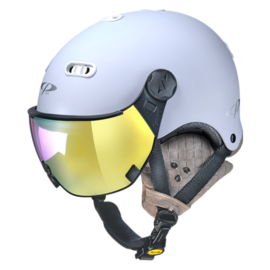 CP Carachillo Cashmere wit mat skihelm - meekleurend Vizier (4 Keuzes)