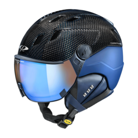 CP Corao+ Carbon skihelm zwart blauw glans met meekleurend & polariserend vizier (3 Keuzes) - zeer veilig