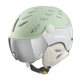 CP Cuma Skihelm met Vizier groen-wit | Extra veilig! | Meekleurend vizier