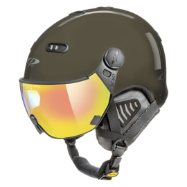 CP Carachillo Skihelm met Vizier bruin | Extra veilig! | Meekleurend vizier
