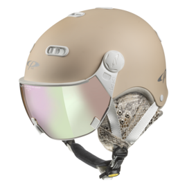 CP Carachillo Cashmere Skihelm met Vizier crème python | Extra veilig! | Meekleurend & Polariserend vizier