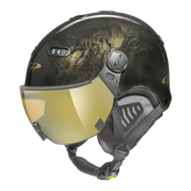 CP Carachillo Vintage Skihelm met Vizier zwart | Extra veilig! | Meekleurend vizier
