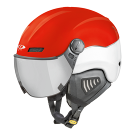 CP New Camurai skihelm rood wit - meekleurend vizier 