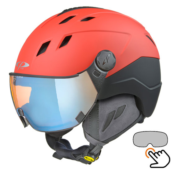 CP Corao+ skihelm rood met meekleurend & polariserend vizier (3 Keuzes) - zeer veilig