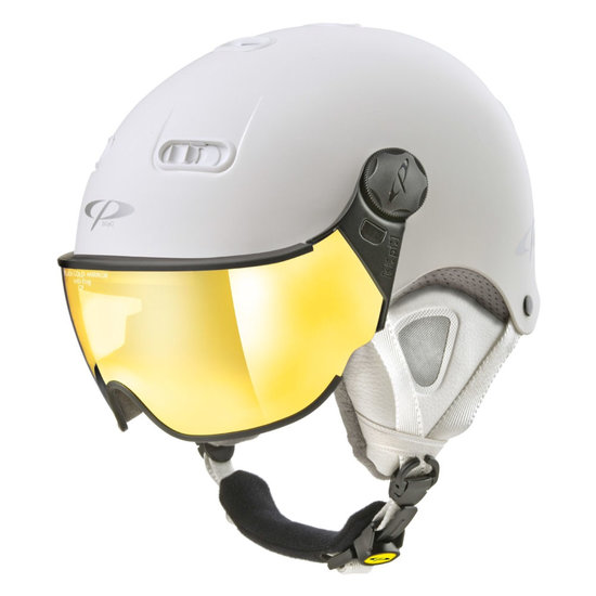 CP Carachillo XS skihelm wit mat - helm met spiegel vizier (☁/☀)