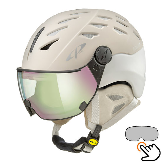CP Cuma Cashmere skihelm crème - meekleurend & polariserend vizier (3 Keuzes)