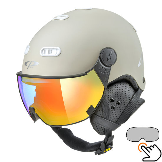 CP Carachillo skihelm wit crème met single spiegel vizier (2 Keuzes)