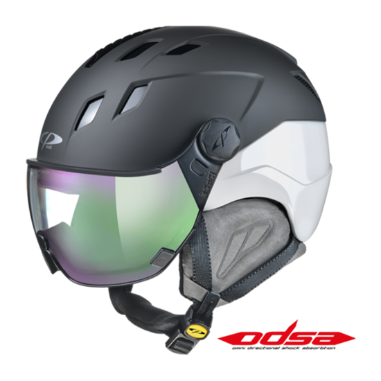 CP Corao+ skihelm zwart-wit met meekleurend vizier (4 Keuzes) - zeer veilig