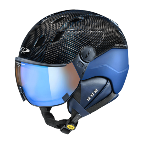 CP Corao+ Carbon skihelm zwart blauw glans met meekleurend & polariserend vizier (3 Keuzes) - zeer veilig