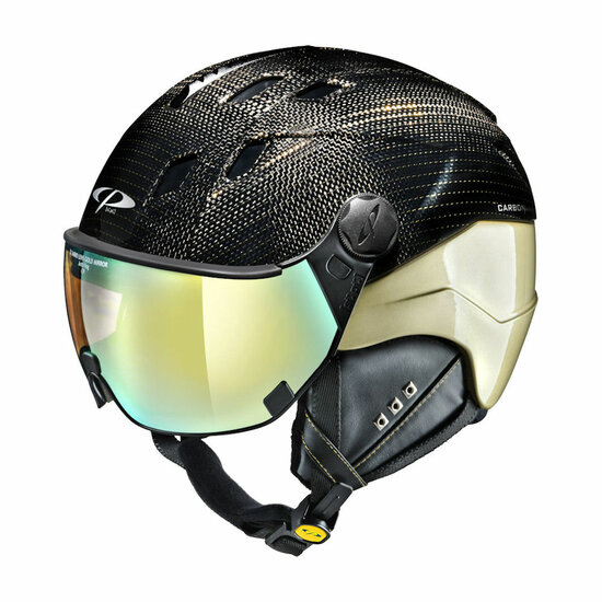 CP Corao+ Carbon Limited Edition! Skihelm zwart goud glans - Meekleurend & polariserend vizier (4 Keuzes)