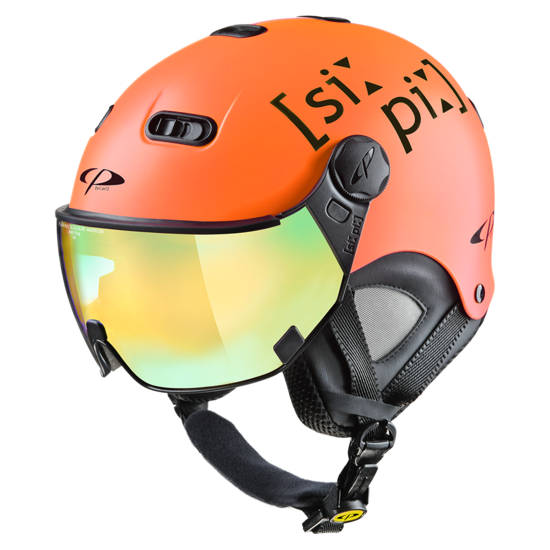 CP Carachillo XS skihelm oranje mat  - helm met spiegel vizier (☁/❄/☀) afbeelding