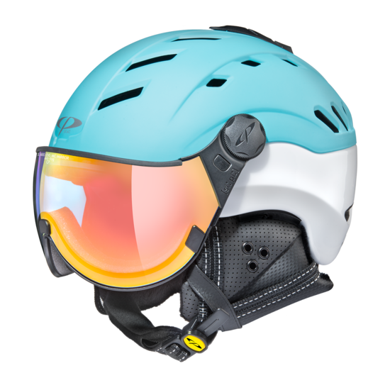 Skihelm met vizier camurai vario - Meekleurend/Spigelend ☁/❄/☀ - Blauw Wit